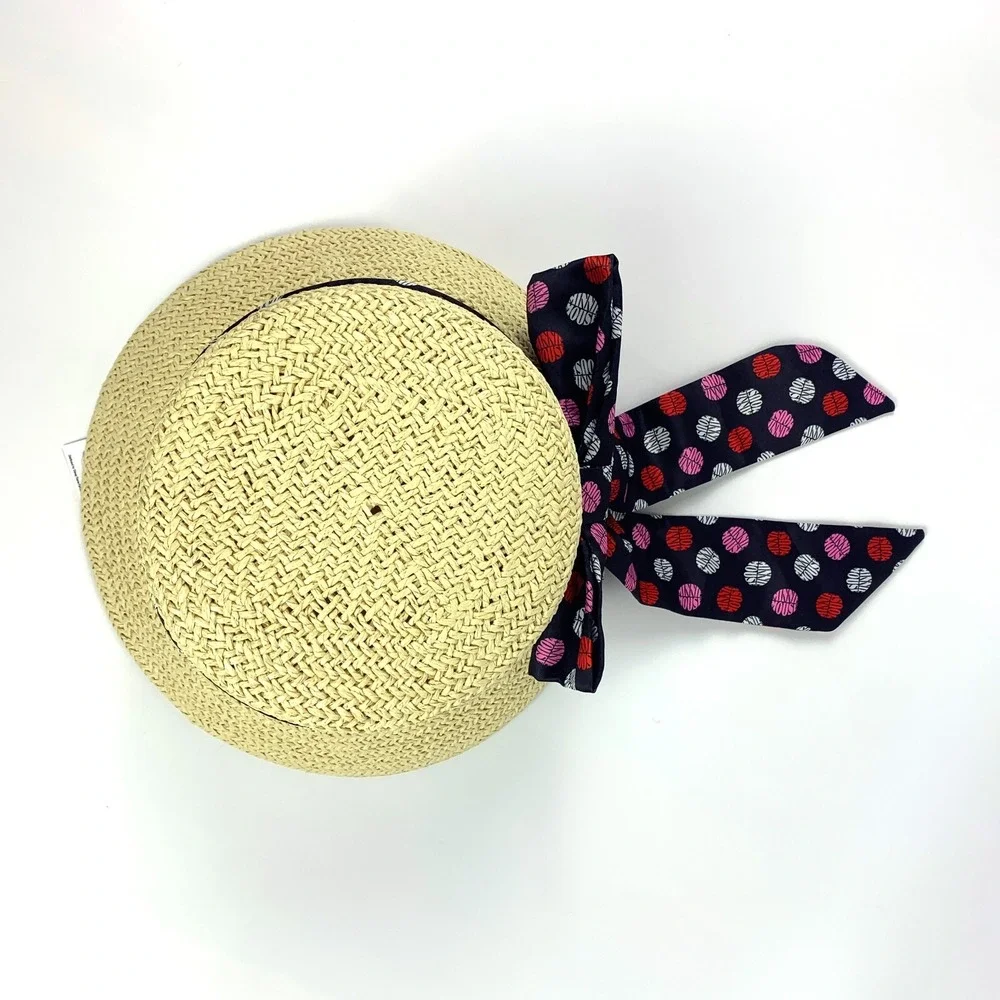 Disney Straw Sun Bucket Hat Minnie Mouse Bow Polka Dots say‎ Minnie Mouse OSFM